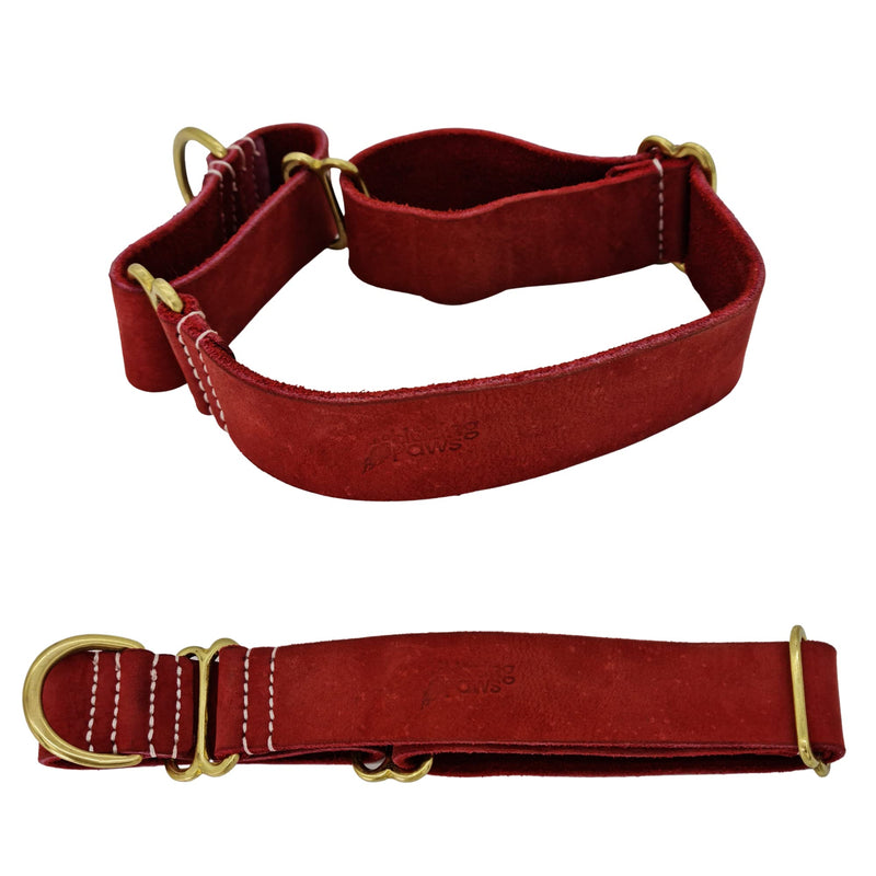 BlazingPaws® Vibrington Martingale Leather Dog Collar, Slip-On, Adjustable, for Large XL XXL Dogs, 1.5 Inch Wide in Colorful Thick Distressed Leather Shades (Cherry Red, XL: Neck Size 19-22 Inches) Cherry Red - PawsPlanet Australia