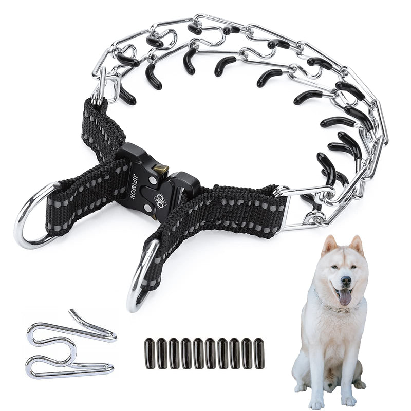 Prong Collar for Dogs Adjustable No Pull Dog Choke Pinch Training Collar with Comfortable Rubber Tip for Small Medium Large Dogs (Large, Black) - PawsPlanet Australia