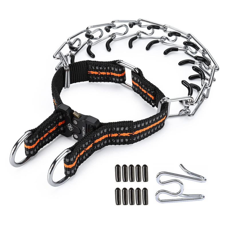Pinch Collar for Dogs Adjustable Dog Training Collar with Comfortable Rubber Tip and Quick Release Buckle for Small Medium Large Dogs (Large, Orange) - PawsPlanet Australia
