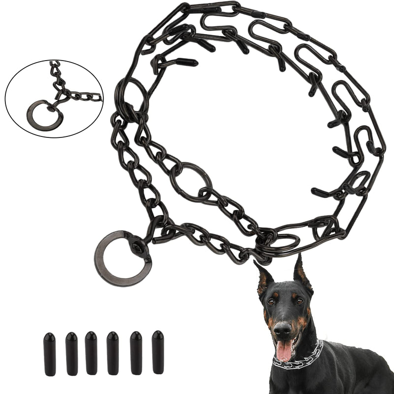 Dog Prong Collar Training Choke Chain Adjustable Pinch Collar Links with Comfort Rubber Tips and Quick Release Snap Buckle for Small Medium Large Dogs(black-L) L-21.65 in×3.5mm Black - PawsPlanet Australia