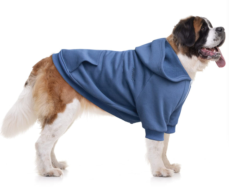Extra Large Dog Zipper Hoodies Clothes Zip Up Sweaters for Rottweiler Cane Corso, Blue, 7X-Large 7X-Large (90-105lbs) Hoodie Blue - PawsPlanet Australia