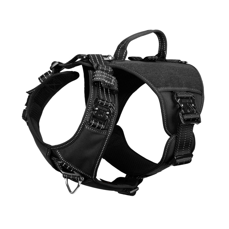 ICEFANG GN8 Tactical Dog Harness with 4X Metal Buckles for Large Sized Dogs,Reflective in Training Walking K9 Vest,No-Pull Front Leash Clip,Adjustable Pet Harness (Black, Large (Pack of 1)) Large (Pack of 1) Black - PawsPlanet Australia
