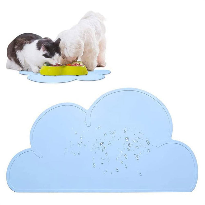Silicone Dog Cat Bowl Mat, Waterproof Slip Resistant Silicone Pet Feeding Mat with High Lips, Cats and Dogs Food Placemat Tray, Raised Edges to Prevent Water Spills on Floors, Dishwasher Safe Blue - PawsPlanet Australia