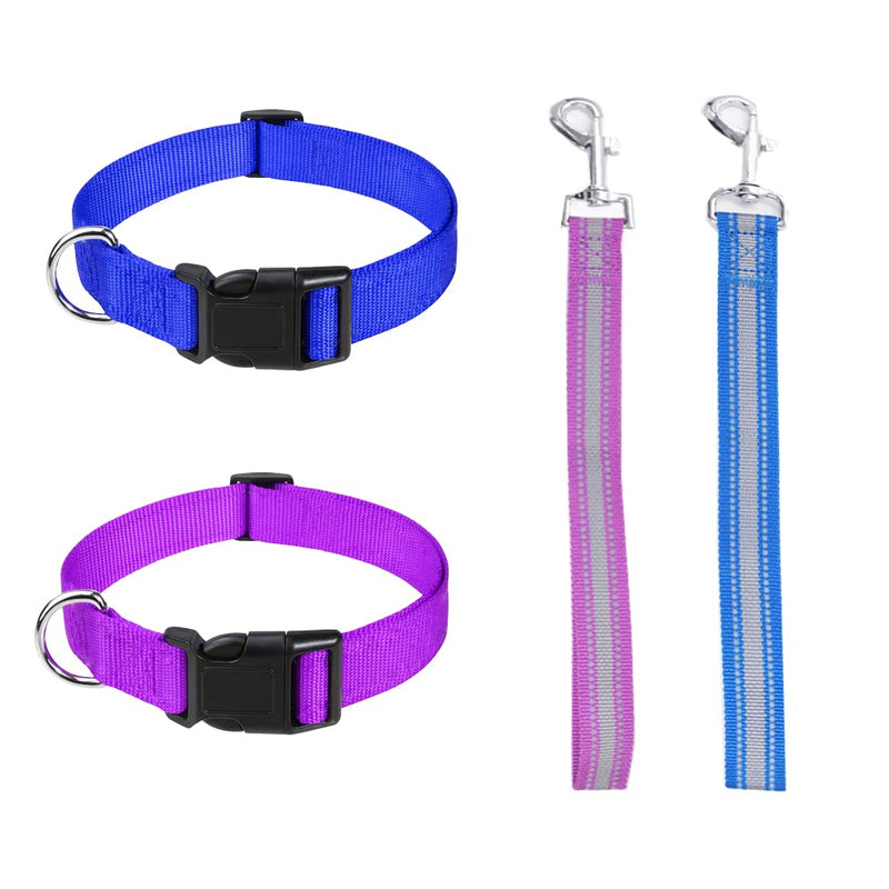 4 Pieces Goat Lead and Goat Collars Set, Nylon 11 inch Goat Lead with Reflective Strip Design and Nylon Goat Collar for Small Farm Animal Goat Cow Horse Sheep (Blue) Blue - PawsPlanet Australia