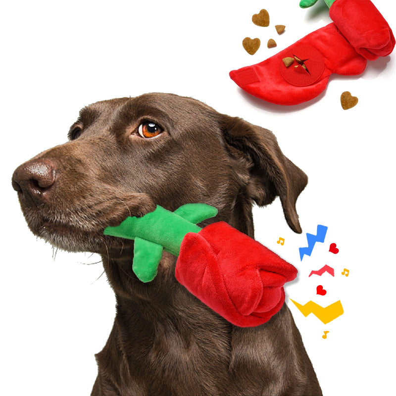 Rose Puzzle Dog Toy, Valentine's Day & Christmas Gift, Squeaky Crinkle Enrichment Snuffle Mat, for Small Medium Large Dogs & Puppies Rose - PawsPlanet Australia