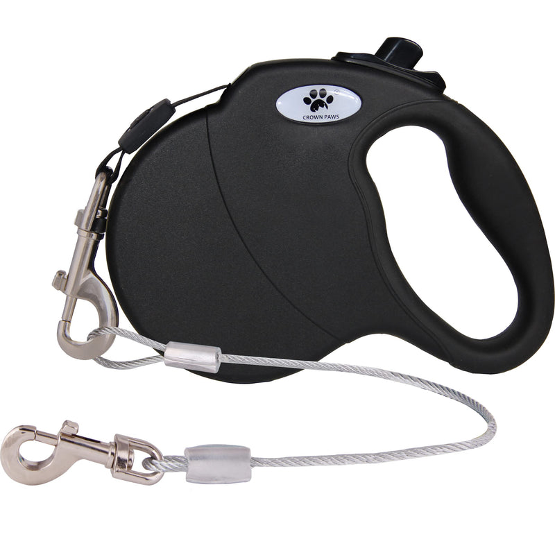 16ft Retractable Dog Leash for Large Breed Dogs up to 110 lbs with a Detachable Chew Proof Extender Wire Ropes (Black L) Black - PawsPlanet Australia