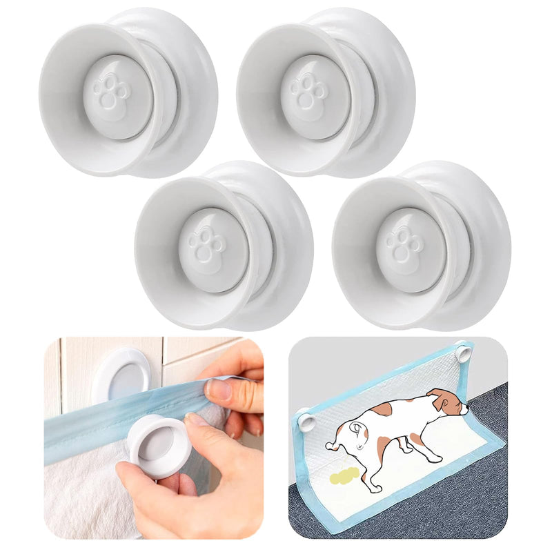 (4-Pack) Potty Training Pad Magnetic Holder Compatible with Any Size of Puppy Pee Pads Perfect for Leg-Lifting Marking Dogs, Strong Magnets Will Stick on Most Flat Surfaces - White Paw Claw 4 - PawsPlanet Australia
