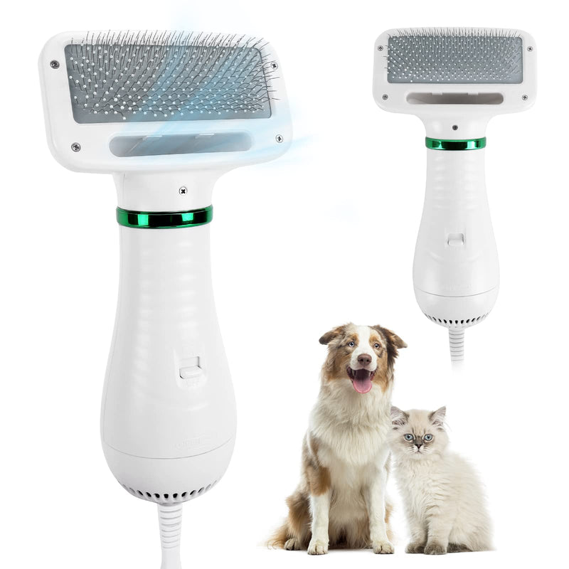 TekkPerry Pet Hair Dryer, 2 in 1Pet Grooming Dryer with Slicker Brush, Adjustable 2 Temperatures Settings, Quiet Portable Dog Dryer Brush, Dog and Cat Hair Brush for Small and Medium Dogs and Cats - PawsPlanet Australia