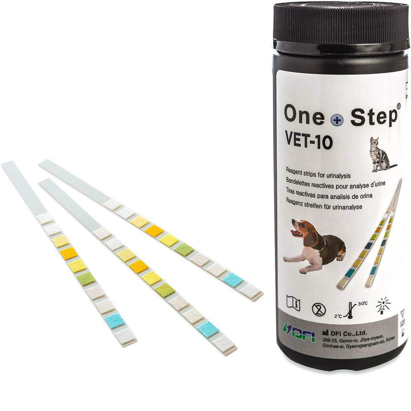 One Step Pet Urine Testing Strips, 100 x Urinalysis Parameter Tests for Dogs, Cats, Vets & Animals. Accurate Testing for Veterinarians Detects UTI, Diabetes, Bladder, Kidney, Liver, SG, pH, Glucose - PawsPlanet Australia