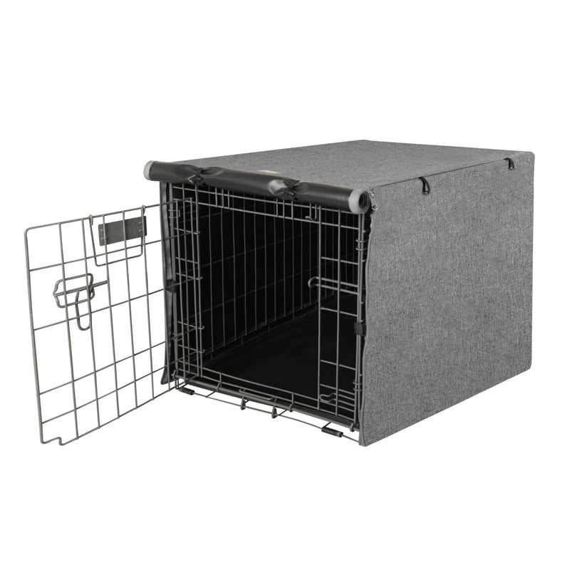 Dog Crate Cover - Kennel Cover Fit for 24 Inch Dog Crate, Double Door Polyester Crate Cover for Wire Dog Crate Indoor Outdoor Protection, Grey - PawsPlanet Australia