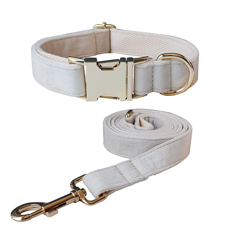 JiangYanus Dog Collar and Leash Set, Velvet Dog Collar and Leash with Metal Quick Release Buckle Adjustable for Small Medium Large Dogs Walking Running Training and Wedding Birthday or Christmas Party - PawsPlanet Australia