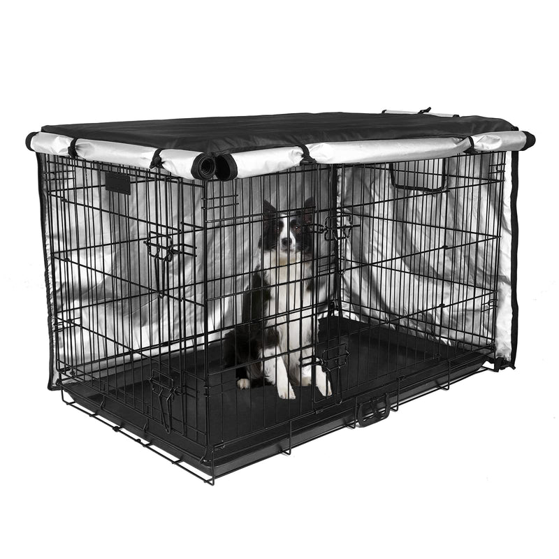 Dog Crate Cover 36 inch - Double Door, Dog Kennel Indoor, Waterproof Dog Kennel Cover with Air Vent Window, for Indoor/Outdoor Most Wire Dog Crate(Black) 36.0"L x 23.0"W x 25.0"H Black - PawsPlanet Australia