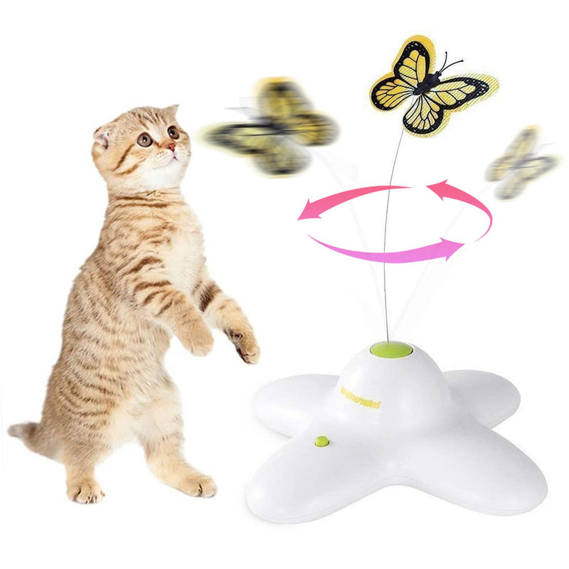 ALL FOR PAWS Interactive Cat Toy, Butter-Fly Cat Toys Interactive for Indoor Cats,Flutter Bug Cat Toys,Flutter Rotating Kitten Toys with 2 Replacements Classic Butterfly Toy - PawsPlanet Australia