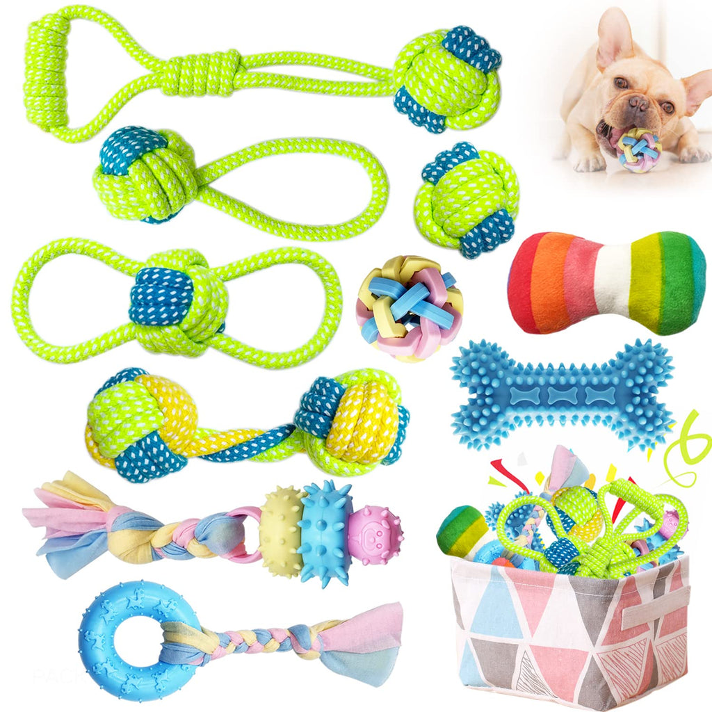 Puppy Teething Chew Toys Dog Rope Toy for Small Dog Interactive Puzzle Puppy Toys Dog Balls Puppy Teething Ring Dog Toys Storage Basket B