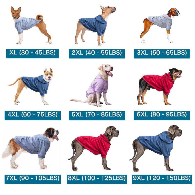 Extra Large Dog Zipper Hoodies Clothes Zip Up Sweaters for Great Dane Mastiff, Grey, 8X-Large 8X-Large (100-125lbs) Hoodie Grey - PawsPlanet Australia