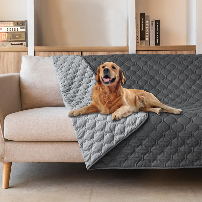 gogobunny 3X Stronger Waterproof Pet Blanket, Scratch Proof Furniture Protector for Dogs Cats, Reversible Cover 52x82 Inch, Dark Grey/Light Grey 52x82 Inch (Pack of 1) - PawsPlanet Australia