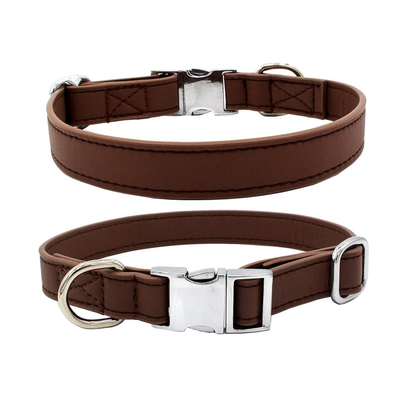 Leather Dog Collar with Quick Release Metal Buckle, Adjustable Heavy Duty Dog Collar for Small Medium Large Dogs (M: Adjustable 10.6-15.7", Width 0.8", Brown) M: Adjustable 10.6-15.7", Width 0.8" - PawsPlanet Australia