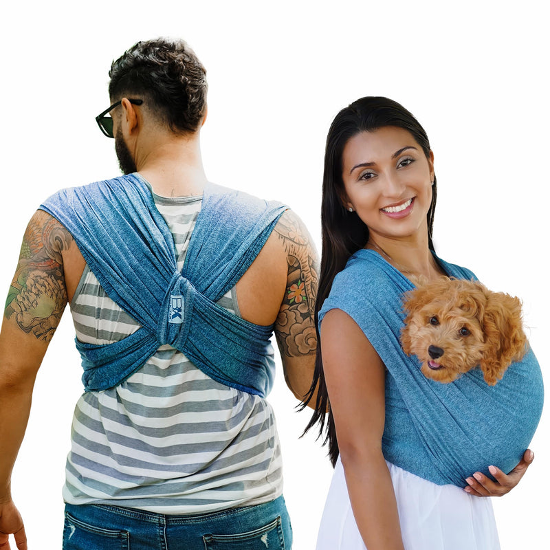 Pet K'tan Dog Sling Carrier: Hands Free for Small Dogs - #1 Pet Travel Accessory & Gift -Bond with New Puppy-Cats & Small Animals- Safe Durable Soft - Anti-Anxiety-Sized for the Human (see size chart) Large PawQuamarine - PawsPlanet Australia