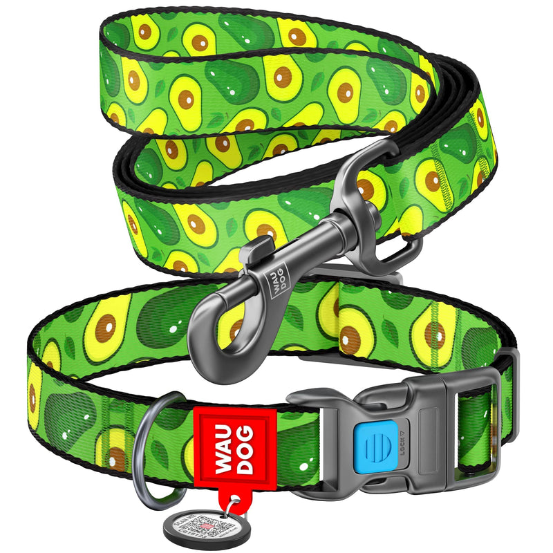 Nylon Dog Collar Avocado 12" - 19" Neck/Nylon Dog Leash Avocado - PawsPlanet Australia