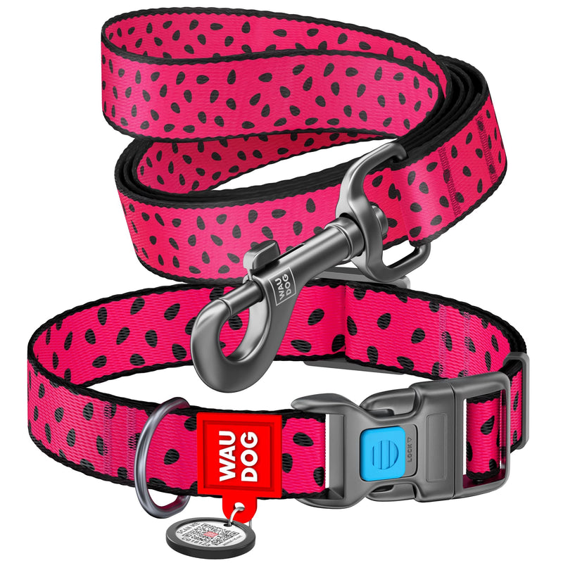 Nylon Dog Collar Watermelon 12" - 19" Neck/Nylon Dog Leash Watermelon - PawsPlanet Australia