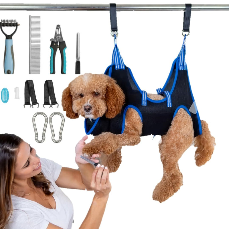 Cat And Dog Grooming Hammock - DIY Dog Grooming Supplies With Dog Sling Pet Grooming Harness, Nail File, Comb, and Dog Nail Trimmers - Bundled Grooming Kit For Small To Large Pets Medium - PawsPlanet Australia
