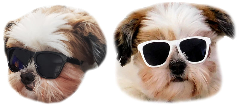 G014 Dog Cat Pet 80s Sunglasses Goggles for Small Breeds up to 15lbs (2-Pack Black+White) 2-pack Black+White - PawsPlanet Australia
