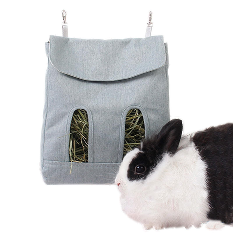 Rabbit Hay Feeder Bag, Guinea Pig Hay Feeder Storage,Sack Hay Bag Feeding Storage for Chinchilla Hamsters Rabbit Guinea Pig Small Animals (L, Blue) - PawsPlanet Australia