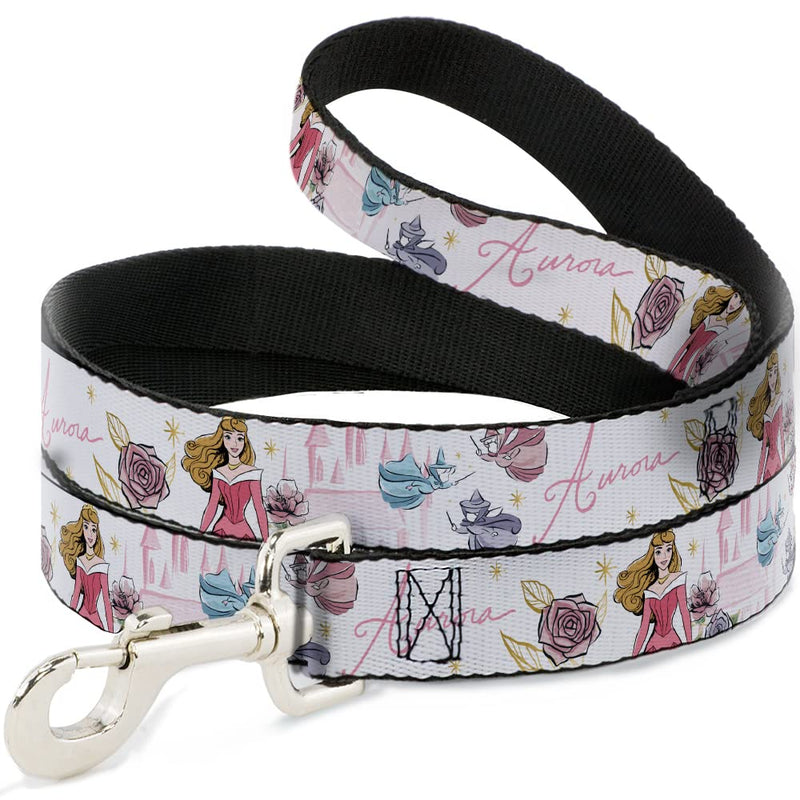 Disney Pet Leash, Dog Leash, Sleeping Beauty Aurora and Fairy Godmothers Pose with Script, 6 Feet Long 1.5 Inch Wide 6 Feet Long - 1.5" Wide - PawsPlanet Australia