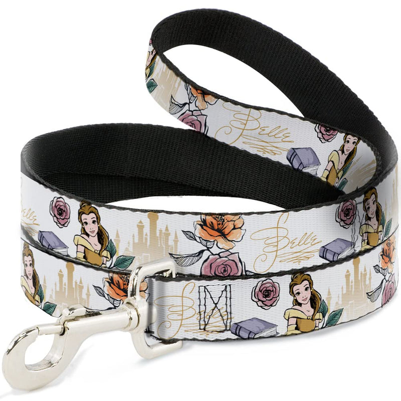 Disney Pet Leash, Dog Leash, Beauty and The Beast Belle Castle Pose with Script, 6 Feet Long 1.5 Inch Wide 6 Feet Long - 1.5" Wide - PawsPlanet Australia