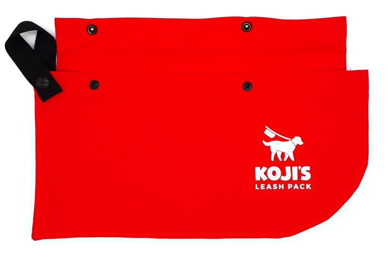 Koji's Leash Pack with Buttons - Dog Poop Bag Carrier, Attaches to Leash, Holds New and Used Bags and Phone Red - PawsPlanet Australia