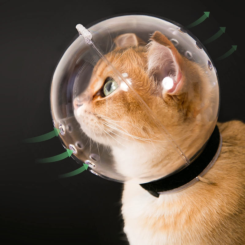 Cat Transparent Muzzle with Breathable Hood, Adjustable Kitten Astronaut Helmet Prevent from pet Biting Chewing Grooming Hoqqf, Ball Mask for Aggressive Cat(L) L - PawsPlanet Australia