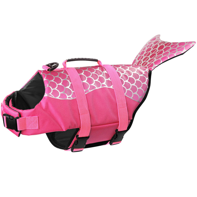 Dogcheer Dog Life Jacket, Cute Mermaid Dog Life Vest for Swimming Boating with Superior Buoyancy and Rescue Handle, Adjustable Puppy Swim Vest Pet Floating Vest for Small Medium Large Dogs(Pink, M) Pink-Mermaid - PawsPlanet Australia