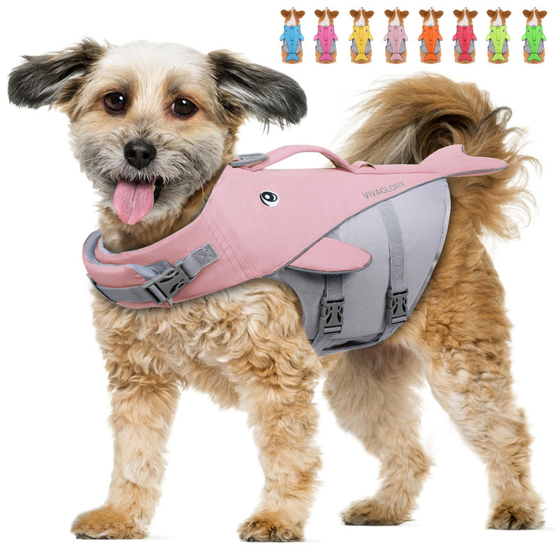 VIVAGLORY Cute Dog Life Vest, Swimming Vest with Handle, Ripstop & Buoyancy for Doggy Puppy, Dog Life Jacket for Swimming & Boating, M, Sakura Pink M: 22-26 inch (Ribcage Girth) - PawsPlanet Australia