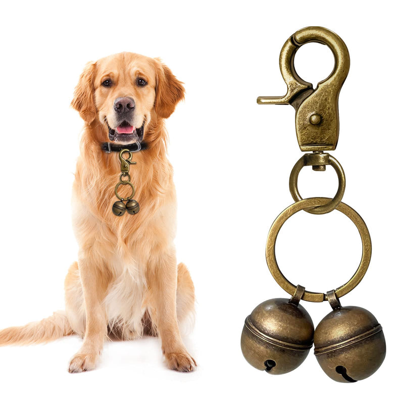 Bells for Dog Collars, Extra Loud Cat Bells & Dog Bells for Pet Tracking & Falconry, Durable Brass Collar Charms with Swivel Lobster Clasp Bronze - PawsPlanet Australia