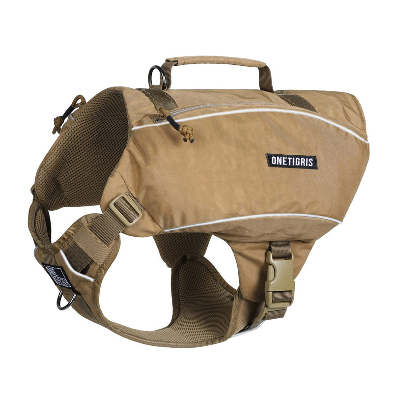 OneTigris Y-Shaped Dog Backpack No Pull CAMLUS Dog Saddle Bag with D-Rings, Lightweight Dog Pack Hiking Gear for Dogs Hunting Camping Travel L Brown - PawsPlanet Australia