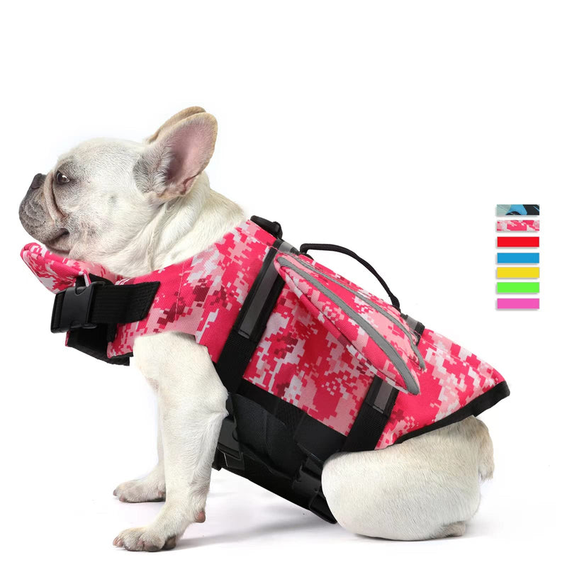 Dog Life Jacket, Wings Pet Life Vest for Swimming Boating Reflective Dog Flotation Swim Vest with Handle and Chin Float for Small Medium Large Size Dogs - Pink Camo, XS XS (Chest Girth 11.8"-16.5") - PawsPlanet Australia