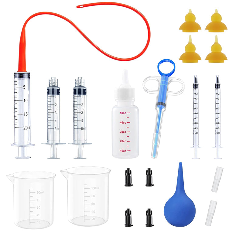 Kitten Bottle Feeding Kit, Pet Bottle, Silicone Nipples, 10 FR Feeding Tube, Pet Pill Shooter, Aspirator Bulb, Small Animal Feeding Supplies, for Tiny Animal, Kitten, Puppy, Rabbit, Squirrels - PawsPlanet Australia