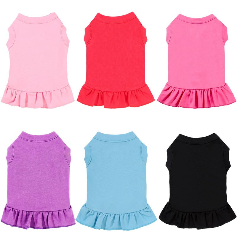 6 Pieces Dog Dresses Shirt Skirt Sleeveless Dress Breathable Pet Shirts with Ruffles Puppy Sundress Outfits for Dogs and Cats (M Size) M Size - PawsPlanet Australia