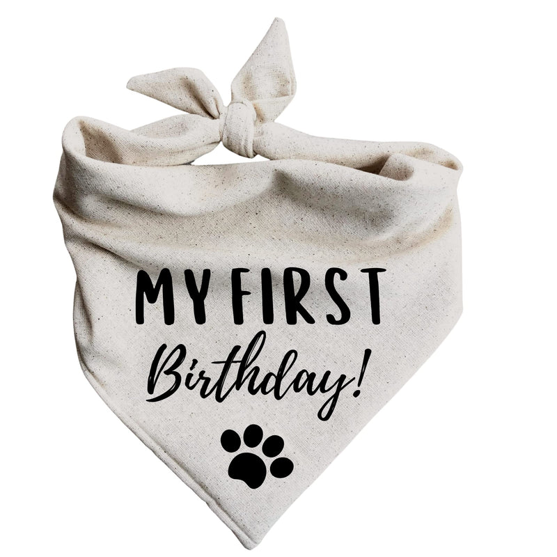 My First Birthday Dog Bandana barkday Black (Medium) Medium - PawsPlanet Australia
