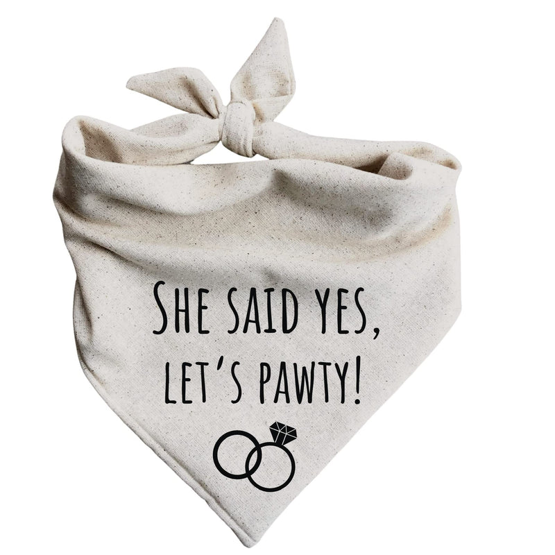 She Said Yes! Let’s Pawty Dog Bandana Engagement Announcement Wedding Party Celebrate pet attite (Large) Large - PawsPlanet Australia
