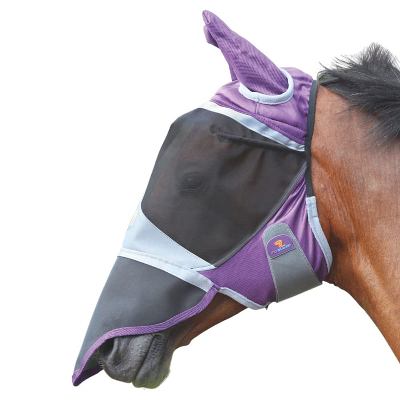 Shires Fly Guard Deluxe Fly Mask with Ears & Nose Cob Purple - PawsPlanet Australia