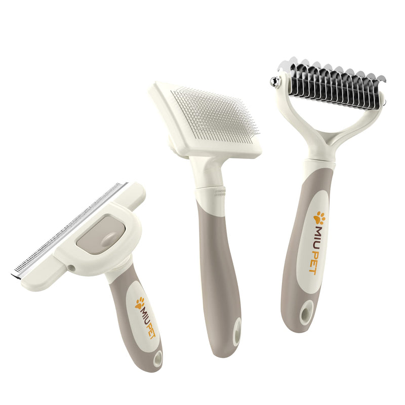Professional Deshedding Dog Brush Grooming Kits, for Long-Haired Dogs and Cats - Dog Deshedding Brush and Slicker Brush Set 3 in 1 Gift Box for Long Hair Pets like Golden Retriever Professional Grooming Set