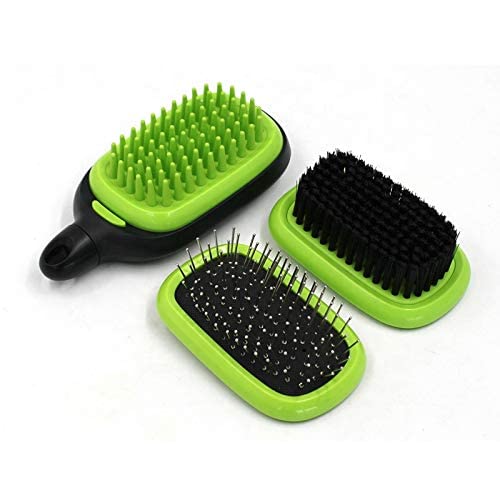 H&H Pets Grooming Brush Kit for Dogs & Cats - 3 in 1 Brush with Bath Massage, Pin Slicker, and Bristle Brush - Lightweight and Compact Dog Supplies - Professional Pet Hair Brush for Everyday Use - PawsPlanet Australia