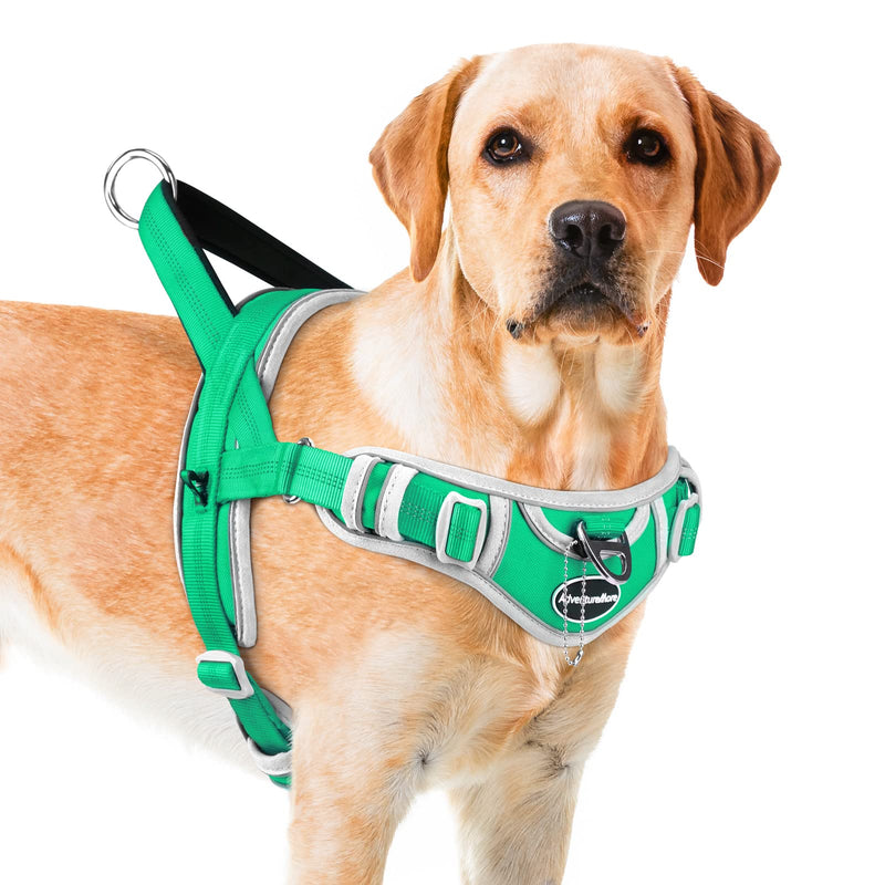 ADVENTUREMORE Dog Harness for Large Dogs No Pull, Sport Dog Halter Harness Reflective Breathable Dog Vest Escape Proof Dog Harness with Easy Control Front Clip Handle for Training Walking L Green - PawsPlanet Australia