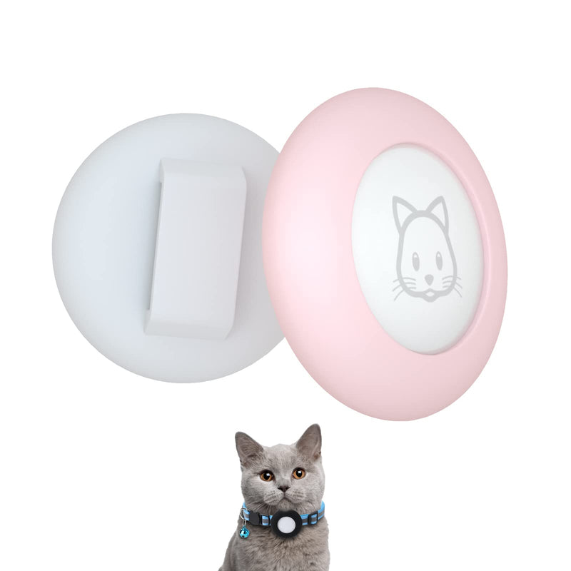 2022 AirTag Cat Collar Holder, Small AirTag Compatible Case, 2Pack Waterproof Cover for Pet Collar Within 3/8 inch (Pink&White) Pink&White - PawsPlanet Australia