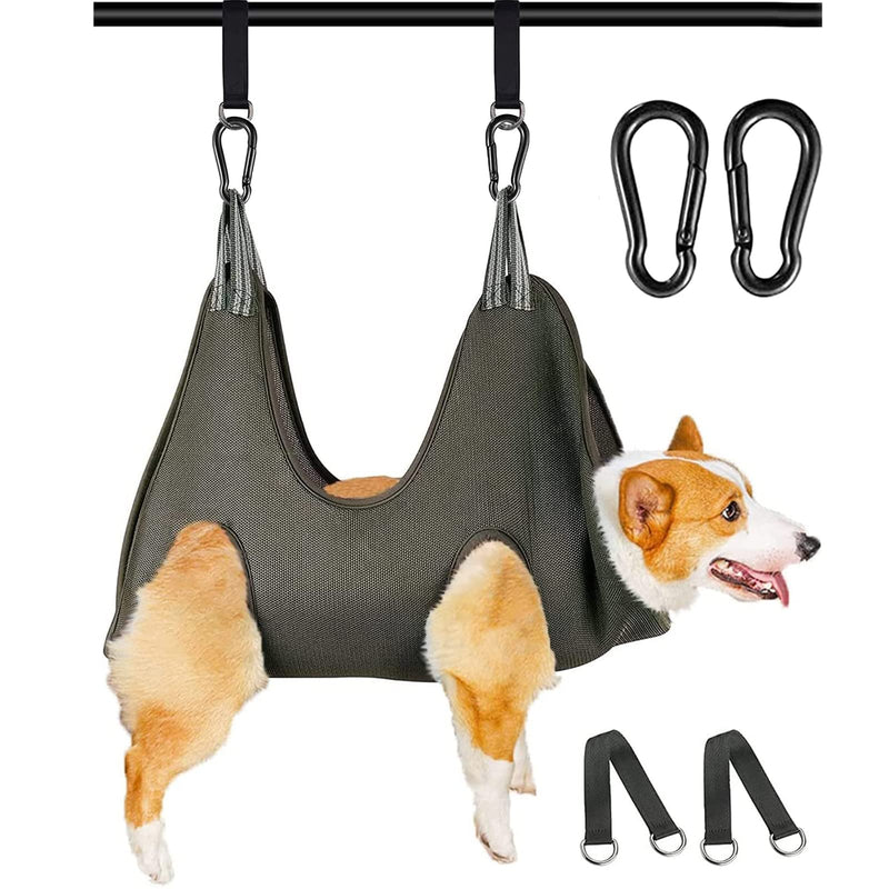 FEEGO Pet Grooming Hammock for Dogs & Cats, Pet Grooming Hammock, Pet Grooming Sling, Dog Grooming Harness, Restraint Bag, Helper, Pet Nail Clip Bag for Grooming, Nail Cutting (M (10-12), Dark Green) M (10-12) inch - PawsPlanet Australia