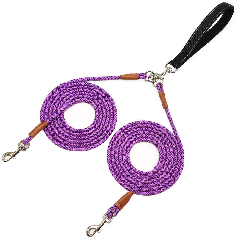 8FT Double Dog Leash, 2 Way Mulitiple Dog Leash Detachable No Tangle with Soft Padded Handle, 1/4" Rope Dual Dog Leash for 2 Dogs Outdoor Walking pink blue 8ft* 1/4" - PawsPlanet Australia