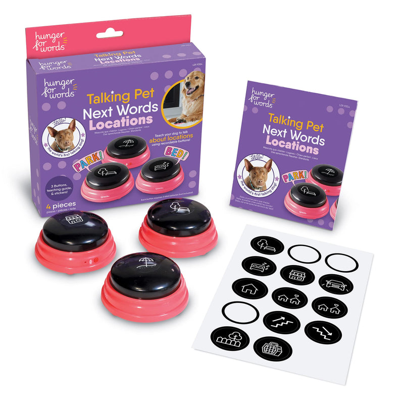 Hunger For Words Talking Pet Next Words Locations - 3 Piece Set of Recordable Speech Buttons for Dogs, Dog Buttons for Communication - PawsPlanet Australia