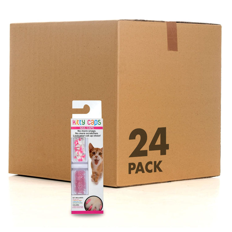 Kitty Caps Nail Caps for Cats, White with Pink Tips & Clear with Pink Glitter - Safe, Stylish & Humane Alternative to Declawing Stops Snags & Scratches, Small (6-8 lbs), 40 Count - 24 Pack Small (6-8 lbs) (Pack of 24) 24-Pack - PawsPlanet Australia