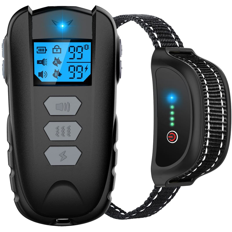 Dog Training Collar with Remote, Waterproof Dog Collar with Beep Vibration Shock, Adjustable 0 to 99 Shock Vibration Levels Dog Training Set for Small Medium Large Dogs - PawsPlanet Australia